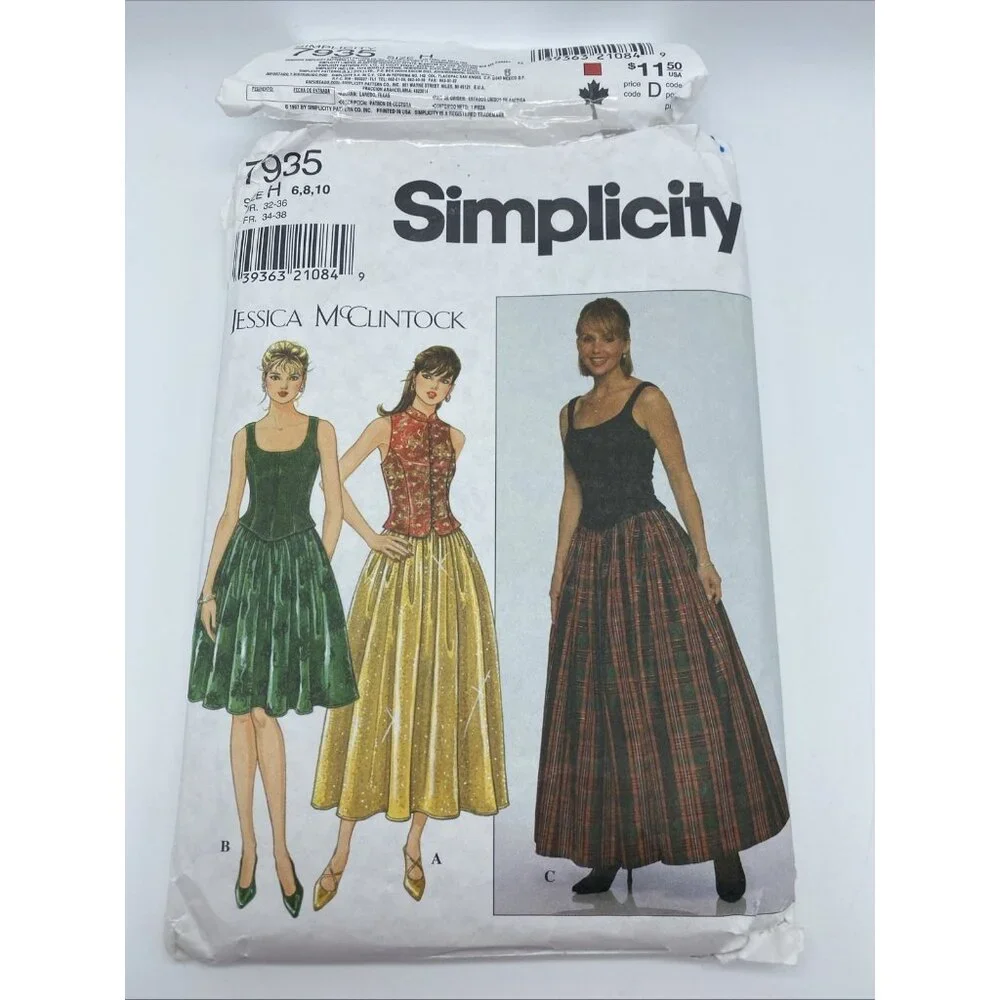 Simplicity Pattern 7935 Women's Size 6 8 10 Jessica McClintock Top Skirt Cut